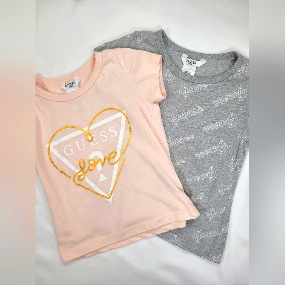 Guess kids' T-shirts pink and gray. Size 5